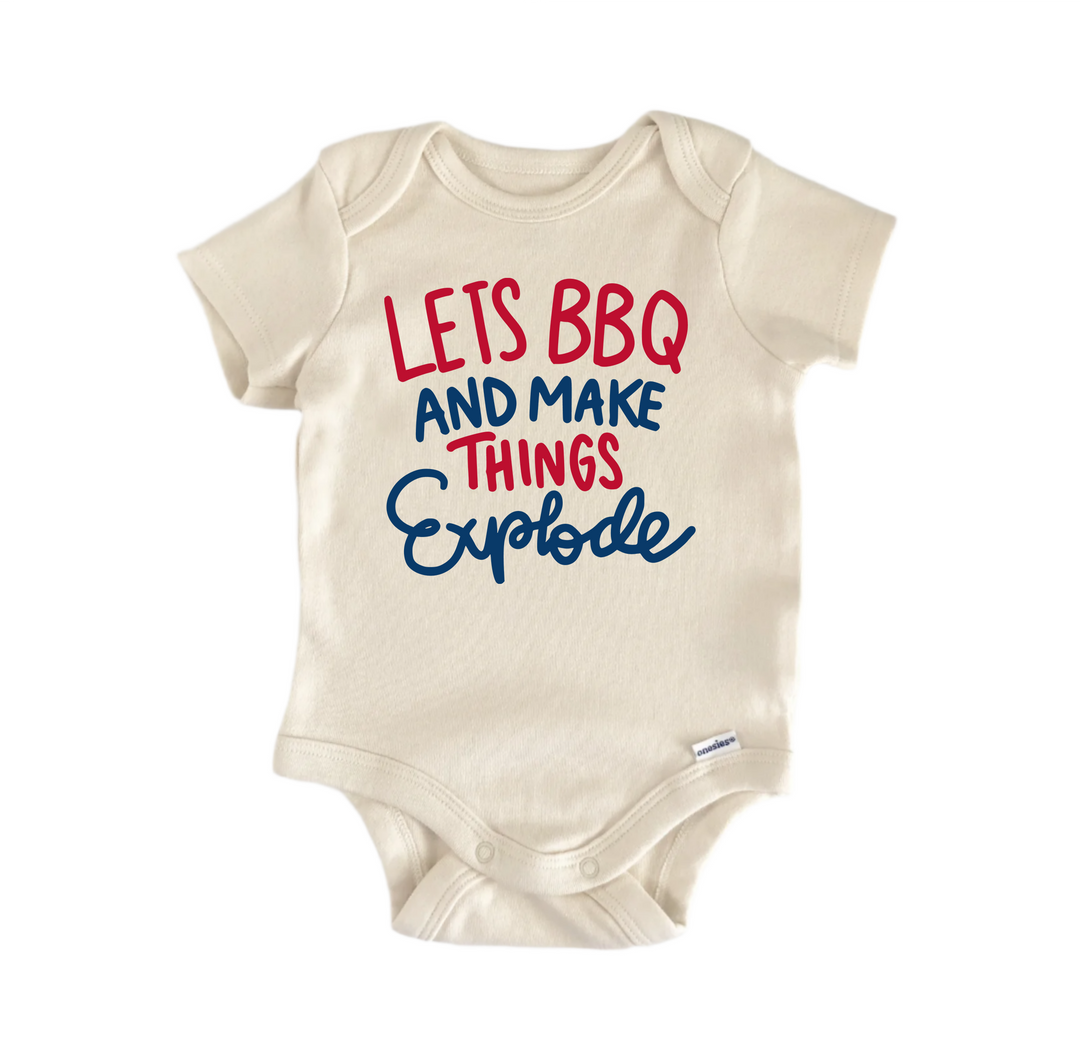 Lets Bbq and Make Things Explode -  Baby Boy Girl Clothes  Bodysuit Funny Cute Newborn  Funny Cute Onesie® | North Fork Forager LLC