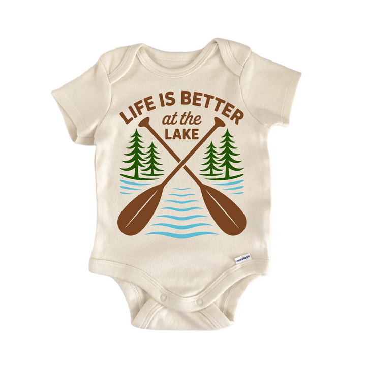 Life Lake Canoe Better Lakehouse - Baby Bodysuit  Funny Cute Onesie® | North Fork Forager LLC