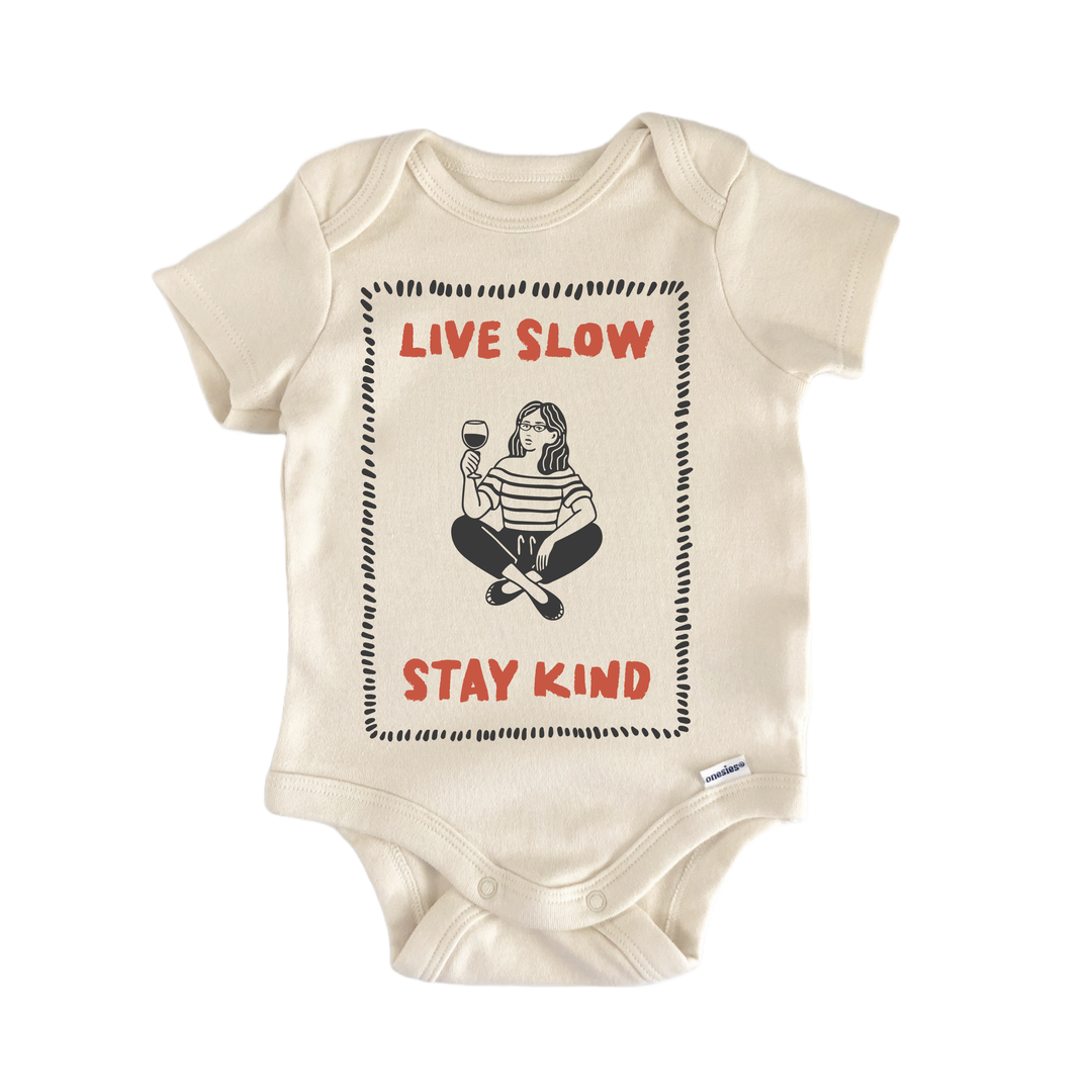 Live Slow Wine Italian - Baby Bodysuit  Funny Cute Onesie® | North Fork Forager LLC