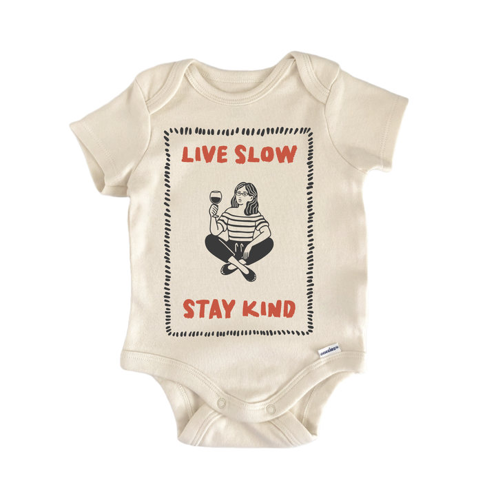 Live Slow Wine Italian - Baby Bodysuit  Funny Cute Onesie® | North Fork Forager LLC