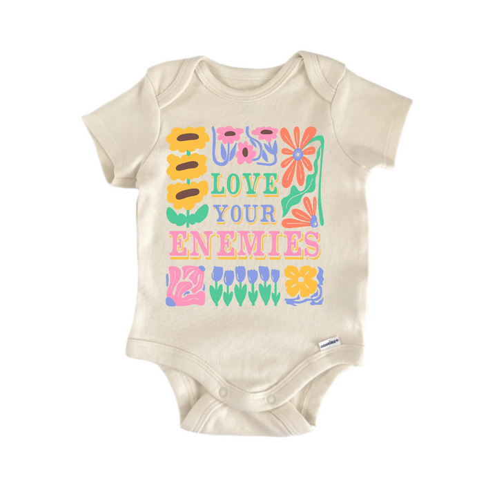 Love Your Enemies Jesus Christian Religious God -  Baby Boy Girl Clothes  Bodysuit  Funny Cute Onesie® | North Fork Forager LLC