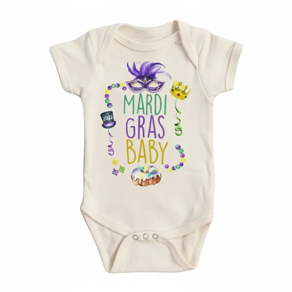 Mardi Gras - Baby Boy Girl Clothes Infant Bodysuit Funny Cute Newborn 1F  Funny Cute Onesie® | North Fork Forager LLC