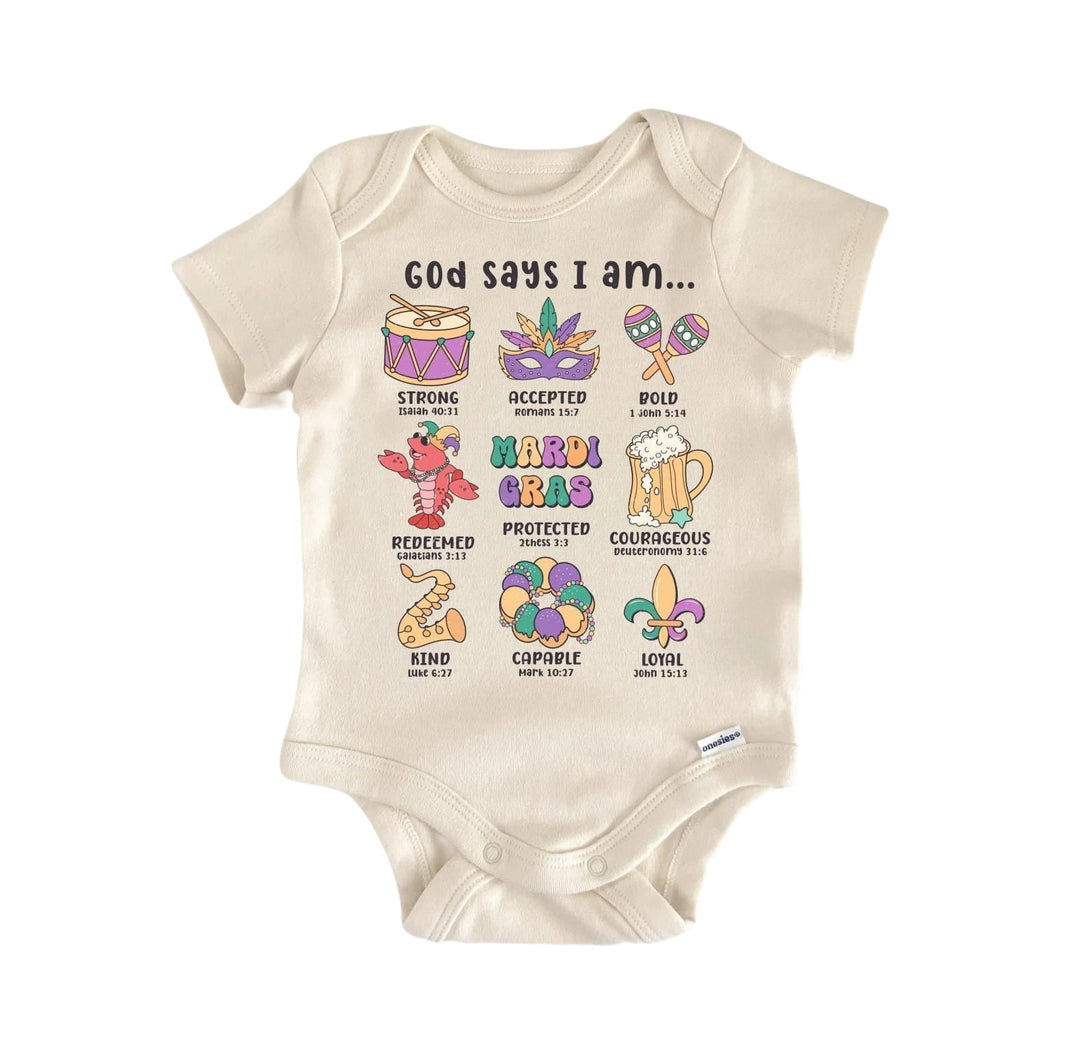 Mardi Gras Religious - Baby Boy Girl Clothes Infant Bodysuit Funny Cute Newborn  Funny Cute Onesie® | North Fork Forager LLC