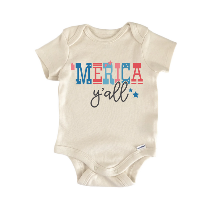 'Merica America July 4th Patriotic - Baby Boy Girl Clothes Bodysuit Funny Cute Newborn