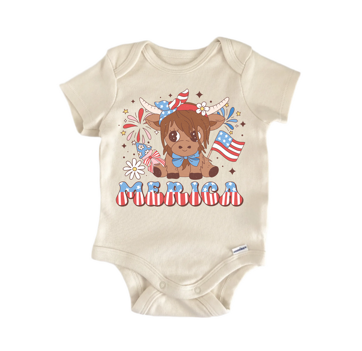 'Merica America July 4th Patriotic - Baby Boy Girl Clothes Bodysuit Funny Cute Newborn