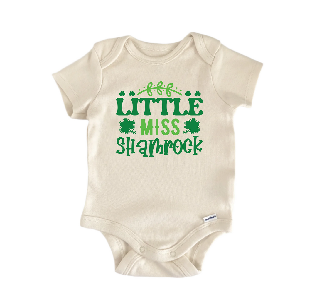 Little Miss Shamrock St. Patrick's Day --  Baby Boy Girl Clothes Bodysuit Funny Cute  Funny Cute Onesie® | North Fork Forager LLC