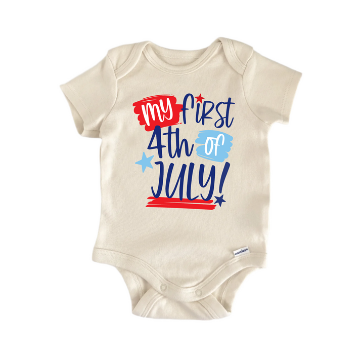 My First 4th Of July July 4th Patriotic -  Baby Boy Girl Clothes  Onesie® GS1  Funny Cute Onesie® | North Fork Forager LLC