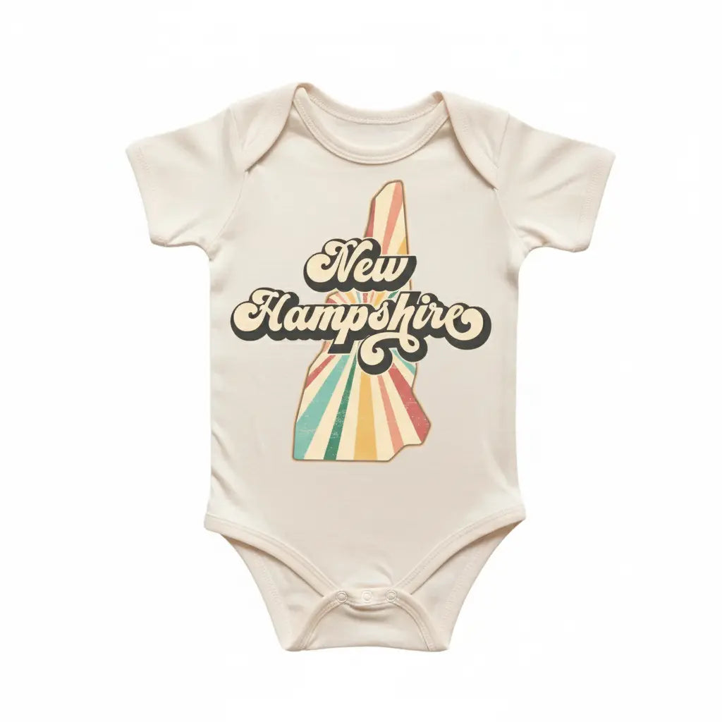 New Hampshire Retro - Baby Boy Girl Clothes Infant Bodysuit Funny Cute Newborn  Funny Cute Onesie® | North Fork Forager LLC