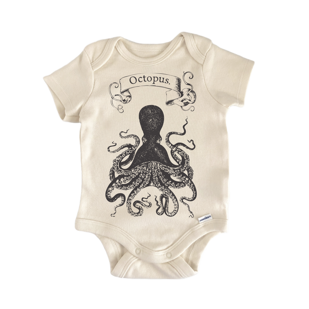 Octopus Ocean Sea Squid Retro Vintage - Baby Bodysuit  Funny Cute Onesie® | North Fork Forager LLC