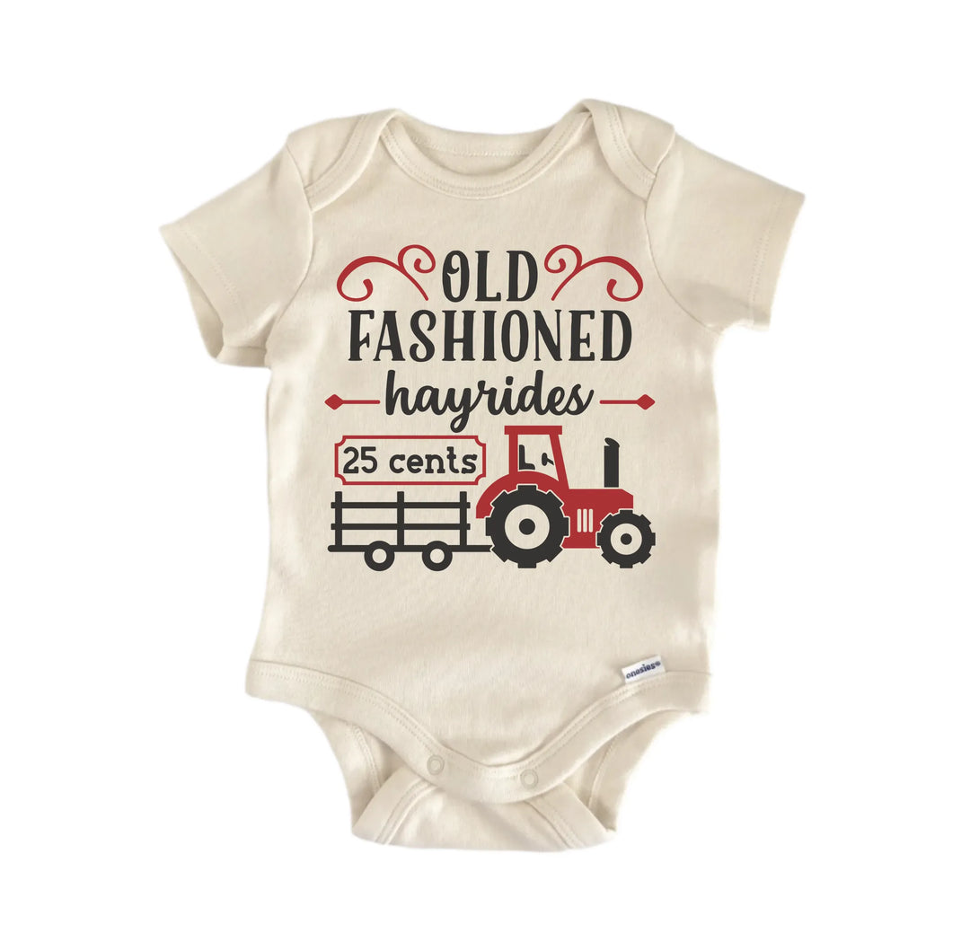 Old Fashioned Hayrides Fall - Baby Boy Girl Clothes  Bodysuit Funny Cute  Funny Cute Onesie® | North Fork Forager LLC