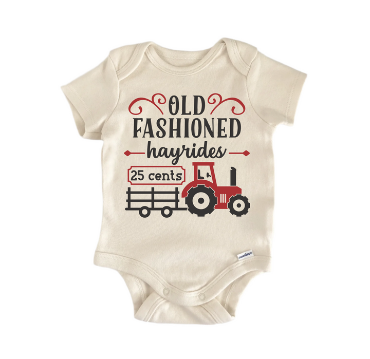 Old Fashioned Hayrides Fall - Baby Boy Girl Clothes  Bodysuit Funny Cute  Funny Cute Onesie® | North Fork Forager LLC