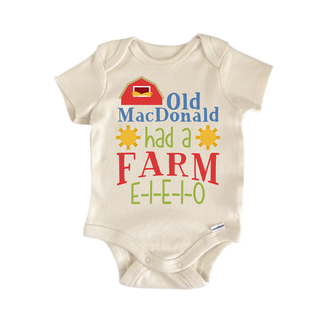 Old MacDonald Had a Farm Nursery Rhyme - Baby Boy Girl Clothes Bodysuit Funny Cute