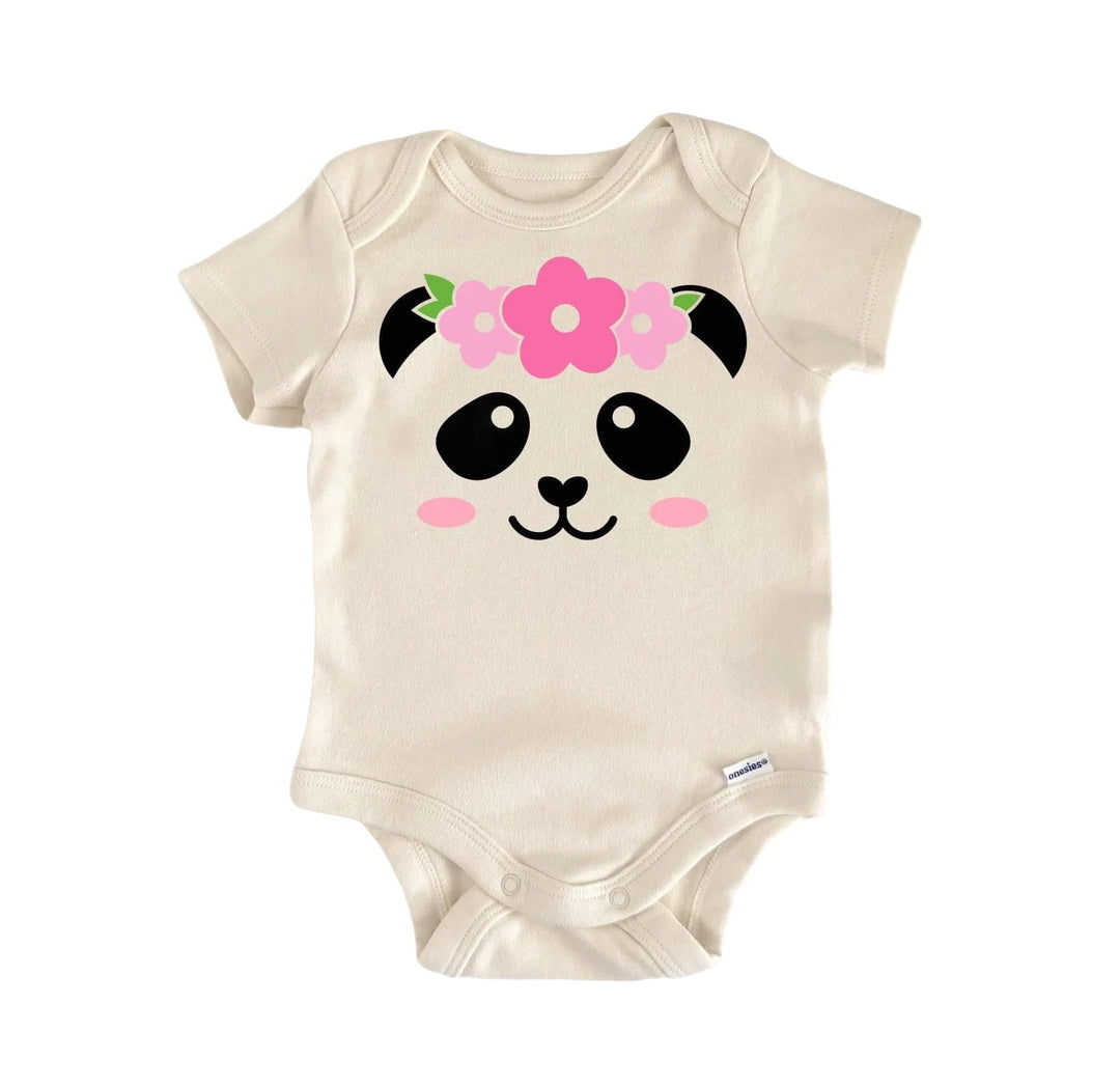 Panda Face Floral - Baby Boy Girl Clothes Infant Bodysuit Funny Cute Newborn  Funny Cute Onesie® | North Fork Forager LLC