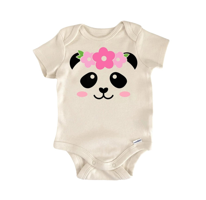 Panda Face Floral - Baby Boy Girl Clothes Infant Bodysuit Funny Cute Newborn  Funny Cute Onesie® | North Fork Forager LLC