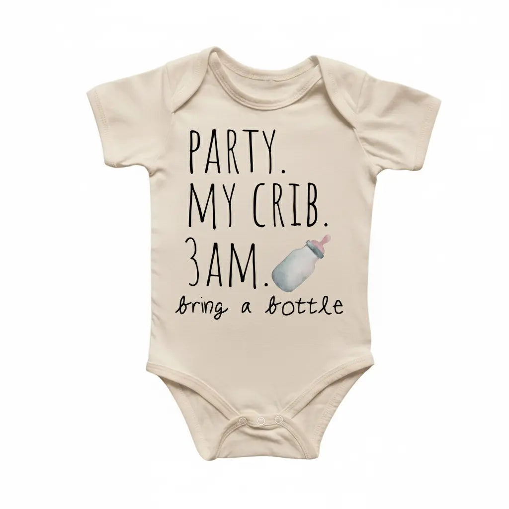 Party My Crib 3am - Baby Boy Girl Clothes Infant Onesie® Funny Cute Newborn GS1  Funny Cute Onesie® | North Fork Forager LLC