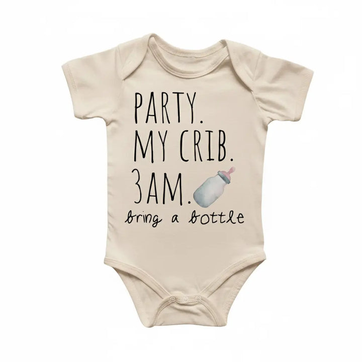 Party My Crib 3am - Baby Boy Girl Clothes Infant Onesie® Funny Cute Newborn GS1  Funny Cute Onesie® | North Fork Forager LLC