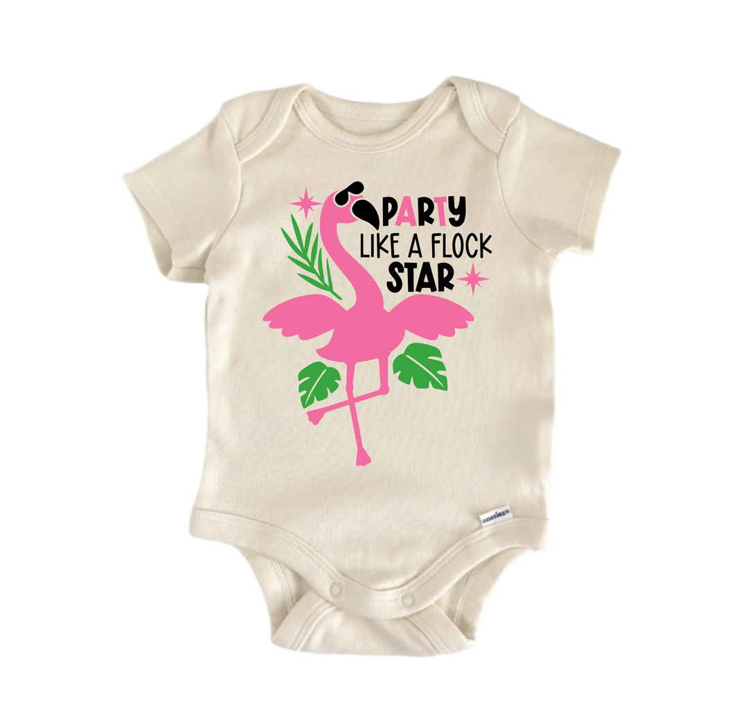 Party Flock Star Flamingo - Baby Boy Girl Clothes Infant Bodysuit Funny Cute  Funny Cute Onesie® | North Fork Forager LLC