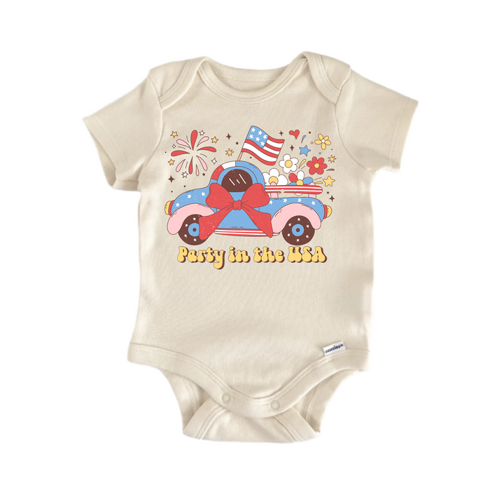 Party In The Usa July 4th - Baby Boy Girl Clothes Infant Bodysuit Funny Cute Newborn