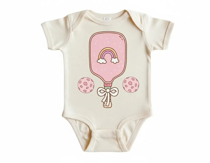 Pickleball Paddle Pink  - Baby Boy Girl Clothes Infant Bodysuit Funny Cute Newborn  Funny Cute Onesie® | North Fork Forager LLC