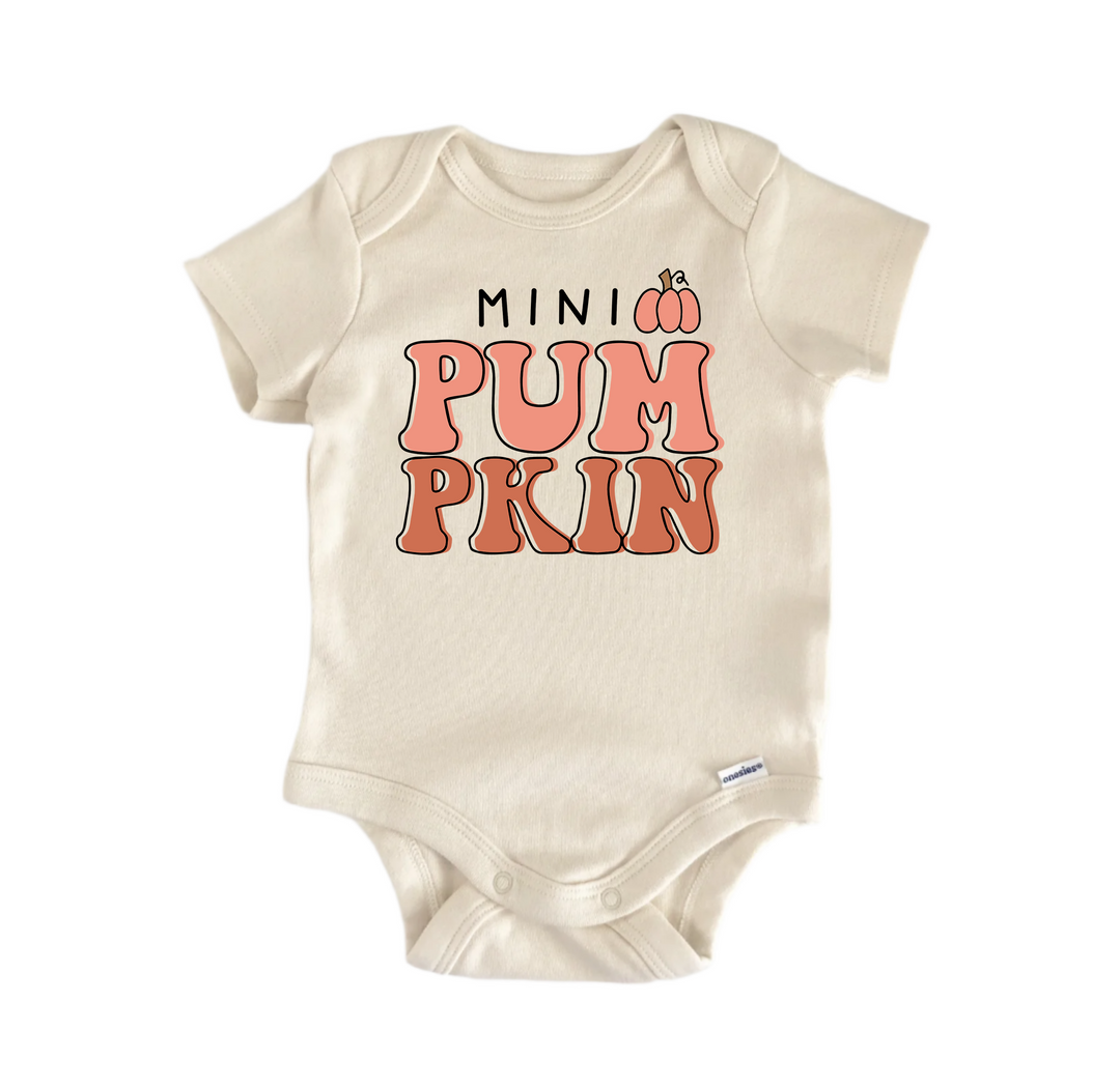 Mini Pumpkin Fall -  Baby Boy Girl Clothes  Bodysuit Funny Cute  Funny Cute Onesie® | North Fork Forager LLC