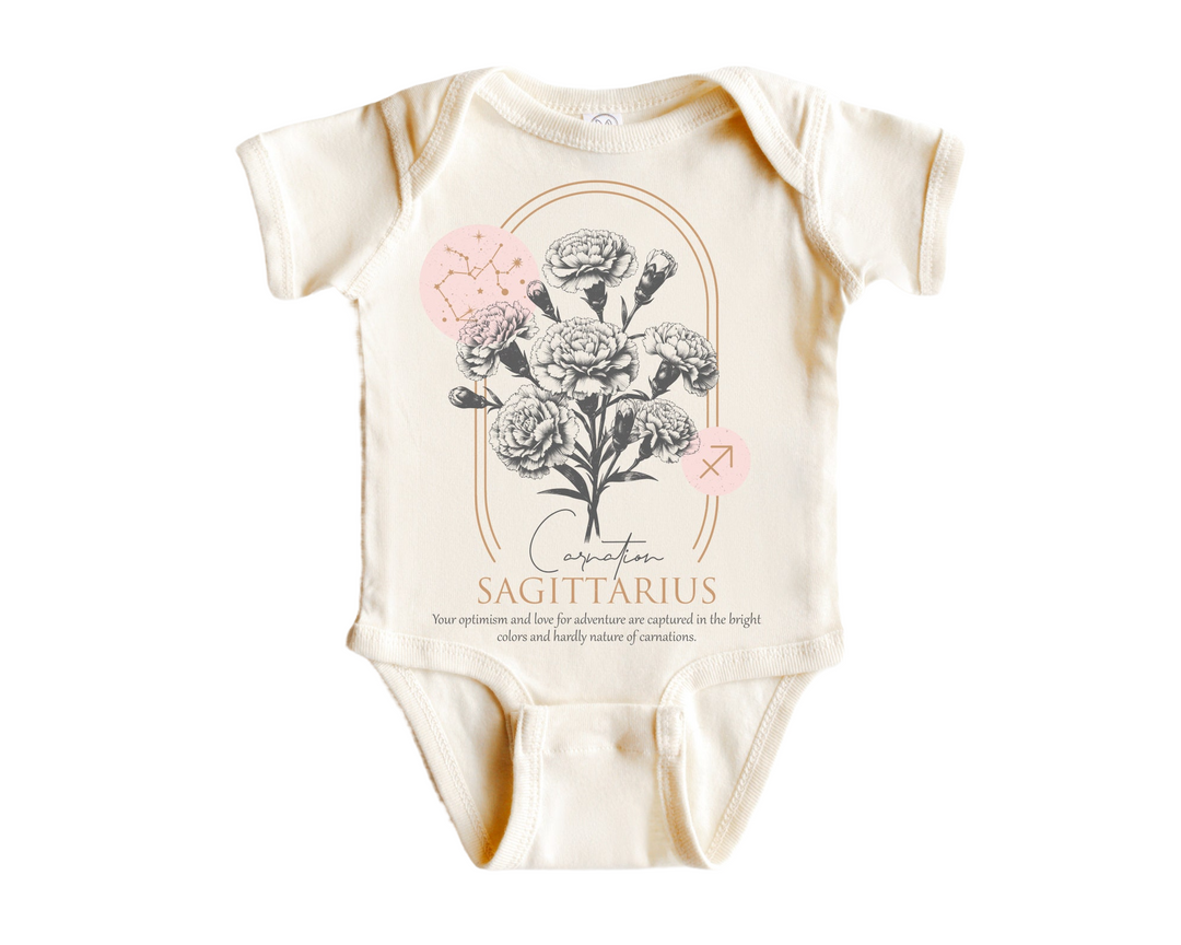 Sagittarius Floral Celestial - Baby Boy Girl Clothes Infant Bodysuit Funny Cute Newborn  Funny Cute Onesie® | North Fork Forager LLC