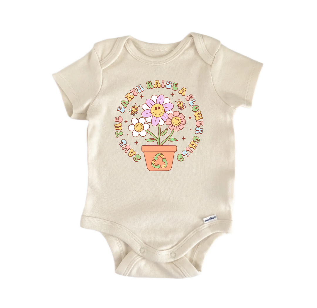 Save The Earth Flower Girl  Earth Day - Baby Boy Girl Clothes Bodysuit Funny Cute  Funny Cute Onesie® | North Fork Forager LLC