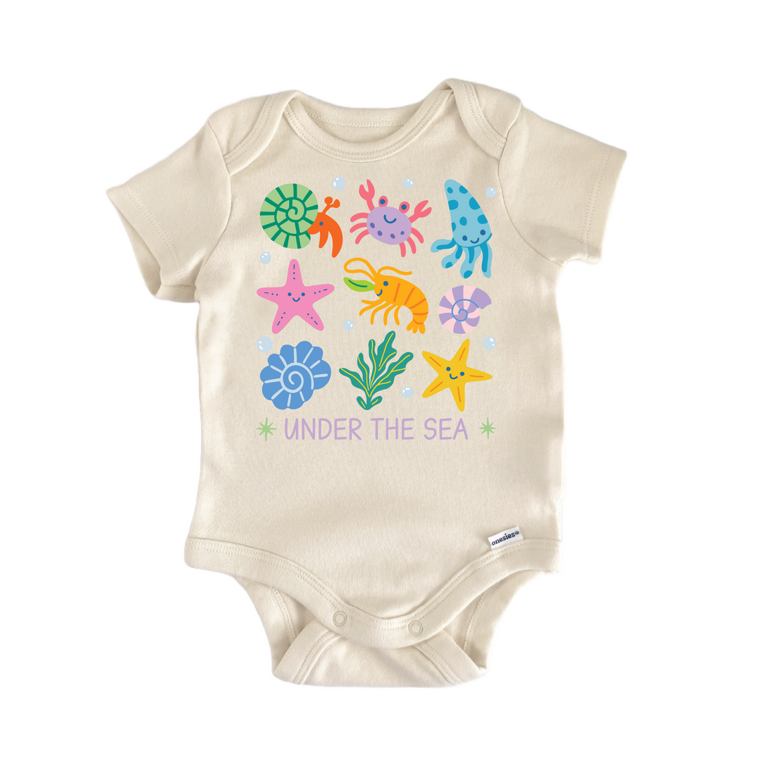 Sea Icons Shrimp Crab Starfish - Baby Bodysuit  Funny Cute Onesie® | North Fork Forager LLC