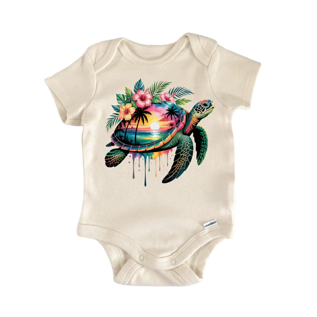 Sea Turtle Ocean Sunset Hawaii - Baby Bodysuit  Funny Cute Onesie® | North Fork Forager LLC