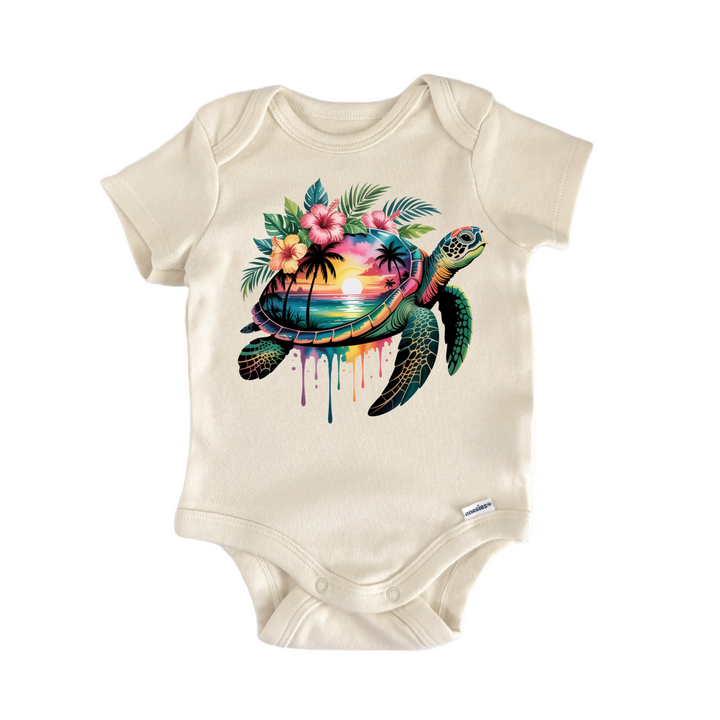 Sea Turtle Ocean Sunset Hawaii - Baby Bodysuit  Funny Cute Onesie® | North Fork Forager LLC