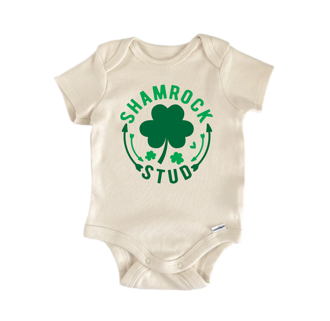 Shamrock Stud St Patrick's Day -  Baby Boy Girl Clothes Bodysuit Funny Cute Newborn  Funny Cute Onesie® | North Fork Forager LLC