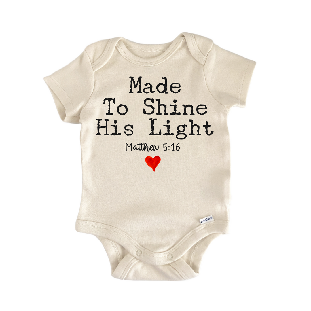 Shine Light Matthew Bible Jesus Religious God - Baby Bodysuit  Funny Cute Onesie® | North Fork Forager LLC