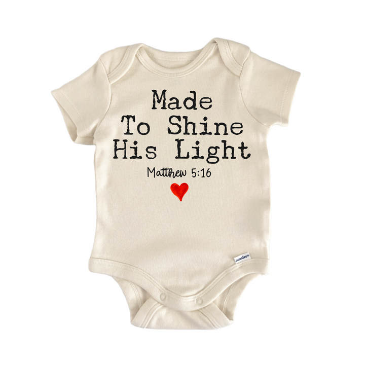 Shine Light Matthew Bible Jesus Religious God - Baby Bodysuit  Funny Cute Onesie® | North Fork Forager LLC