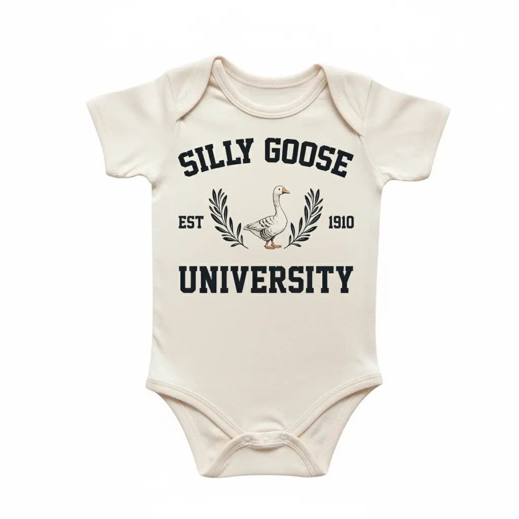Silly Goose University - Baby Boy Girl Clothes Infant Bodysuit Funny Cute Newborn  Funny Cute Onesie® | North Fork Forager LLC