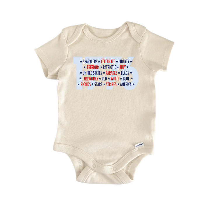Sparkles Celebrate Liberty July 4th Patriotic -  Baby Boy Girl Clothes  Bodysuit
