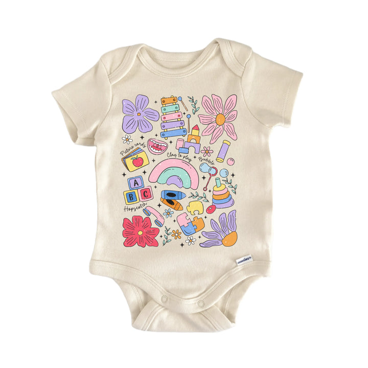 Speech Therapist Therapy Slp Icons - Baby Bodysuit  Funny Cute Onesie® | North Fork Forager LLC