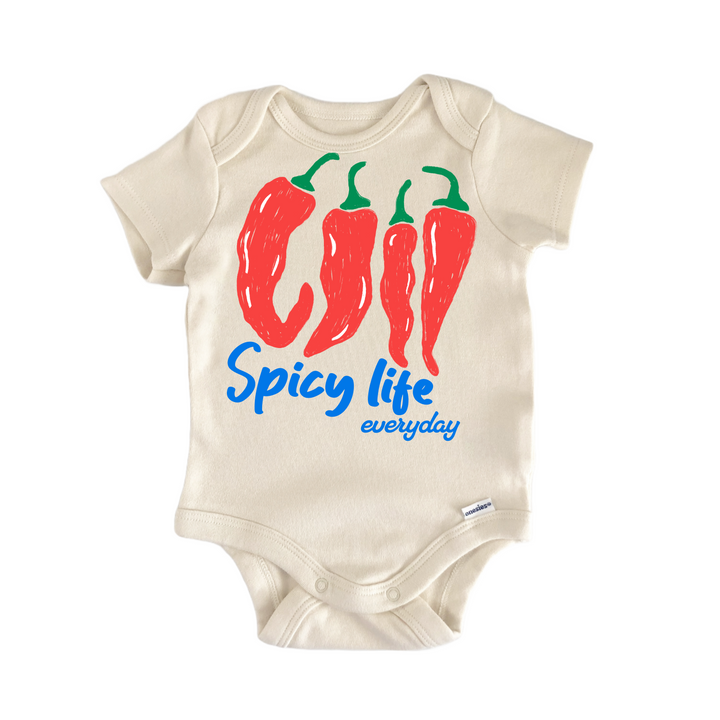 Spicy Hot Sauce Pepper Retro Boho - Baby Bodysuit  Funny Cute Onesie® | North Fork Forager LLC
