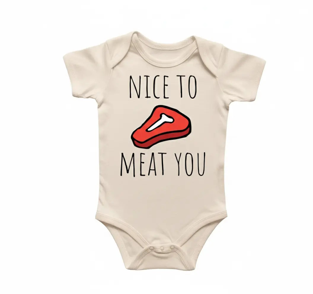 Steak Bbq - Baby Boy Girl Clothes Infant Onesie® Funny Cute Newborn  5 GS1  Funny Cute Onesie® | North Fork Forager LLC