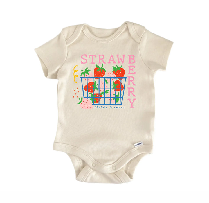Strawberry Fruit Retro - Baby Onesie® GS1  Funny Cute Onesie® | North Fork Forager LLC