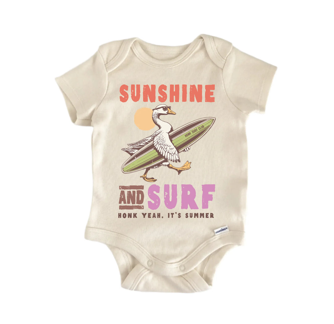 Sunshine And Surf Summer Goose - Baby Bodysuit  Funny Cute Onesie® | North Fork Forager LLC