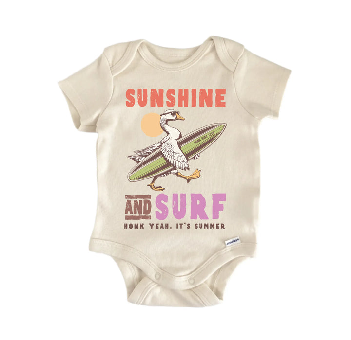 Sunshine And Surf Summer Goose - Baby Bodysuit  Funny Cute Onesie® | North Fork Forager LLC