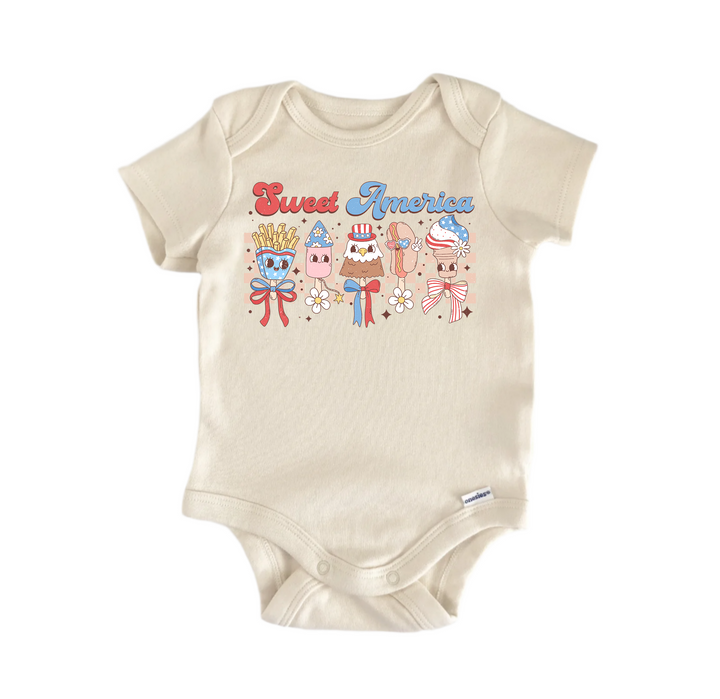 Sweet America July 4th - Baby Boy Girl Clothes Infant Bodysuit Funny Cute Newborn