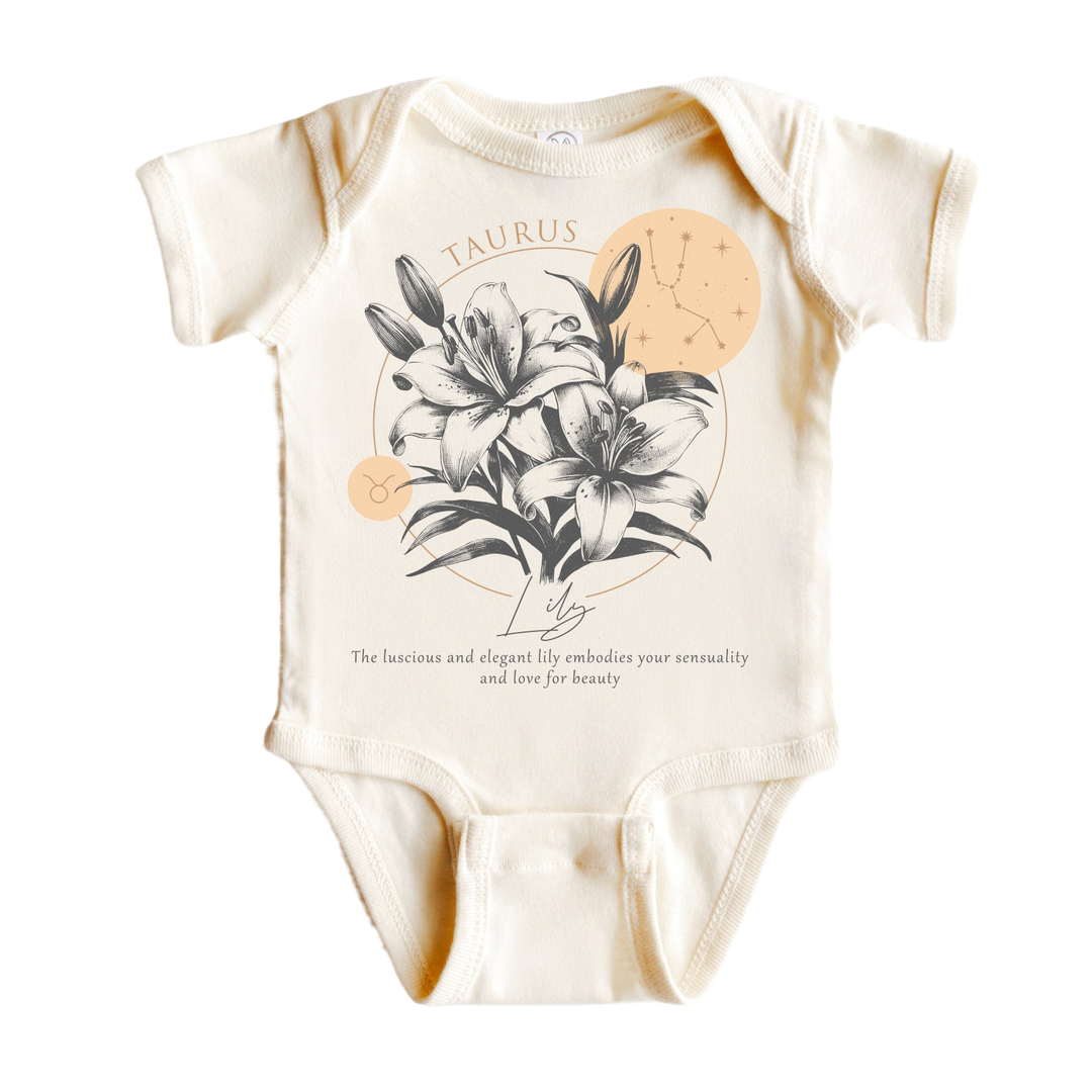 Taurus Floral Celestial - Baby Boy Girl Clothes Infant Bodysuit Funny Cute Newborn  Funny Cute Onesie® | North Fork Forager LLC