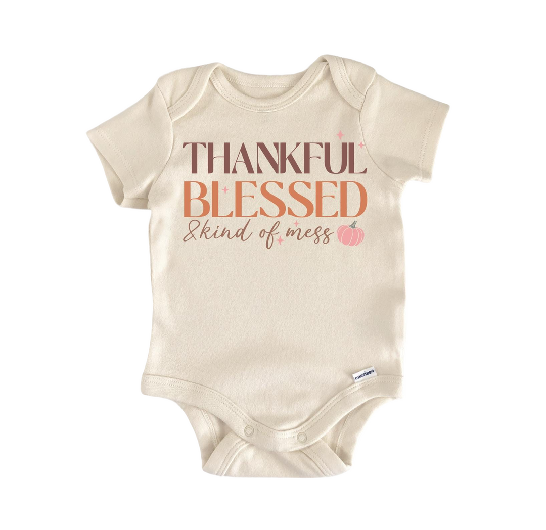 Thankful Mess - Baby Boy Girl Clothes Infant Bodysuit Funny Cute Newborn  Funny Cute Onesie® | North Fork Forager LLC