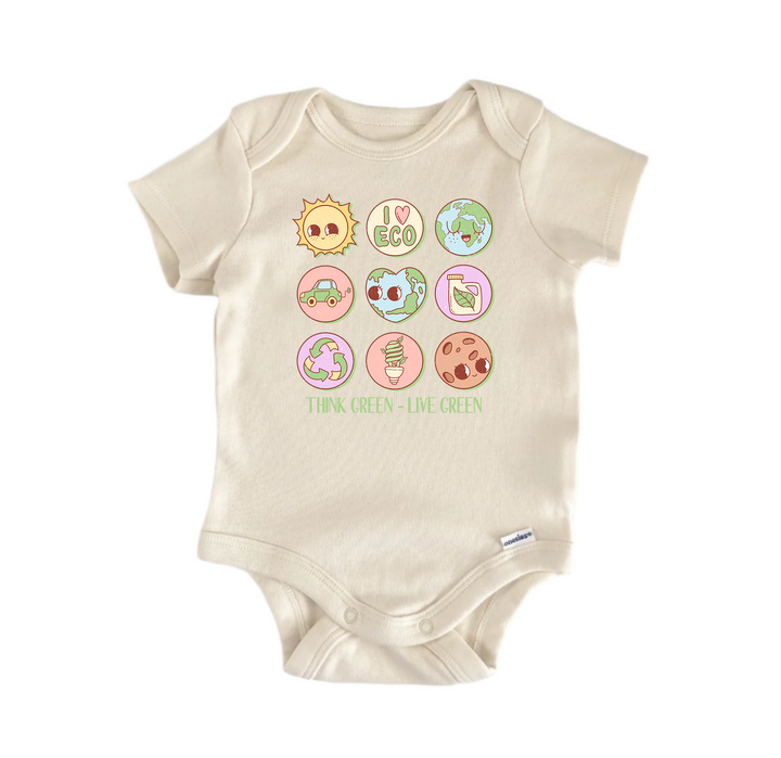 Think green Live Green  Earth Day -  Baby Boy Girl Clothes Bodysuit Funny Cute Newborn
