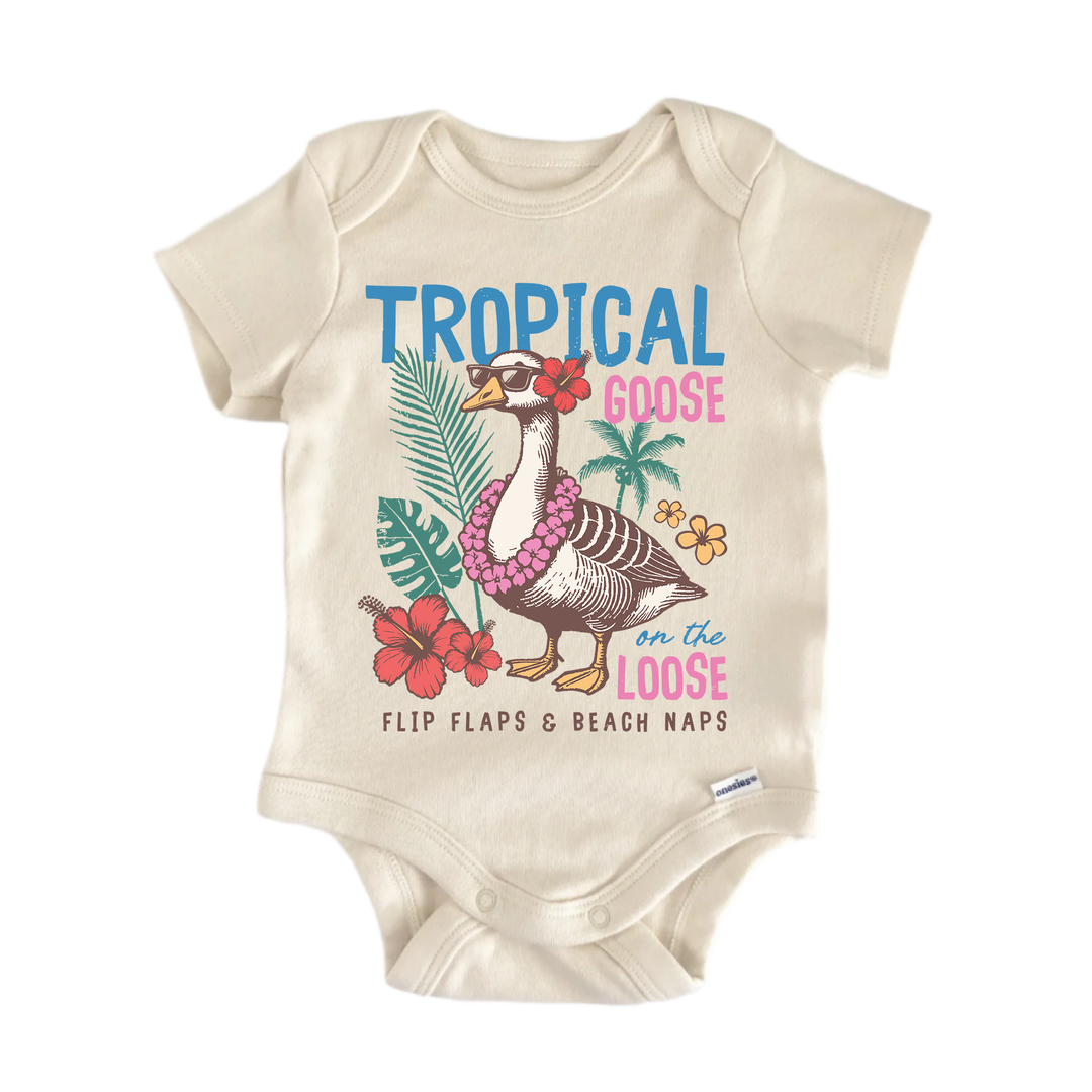 Tropical Silly Goose - Baby Bodysuit  Funny Cute Onesie® | North Fork Forager LLC