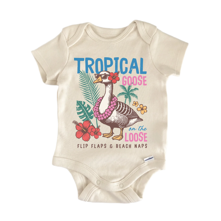 Tropical Silly Goose - Baby Bodysuit  Funny Cute Onesie® | North Fork Forager LLC