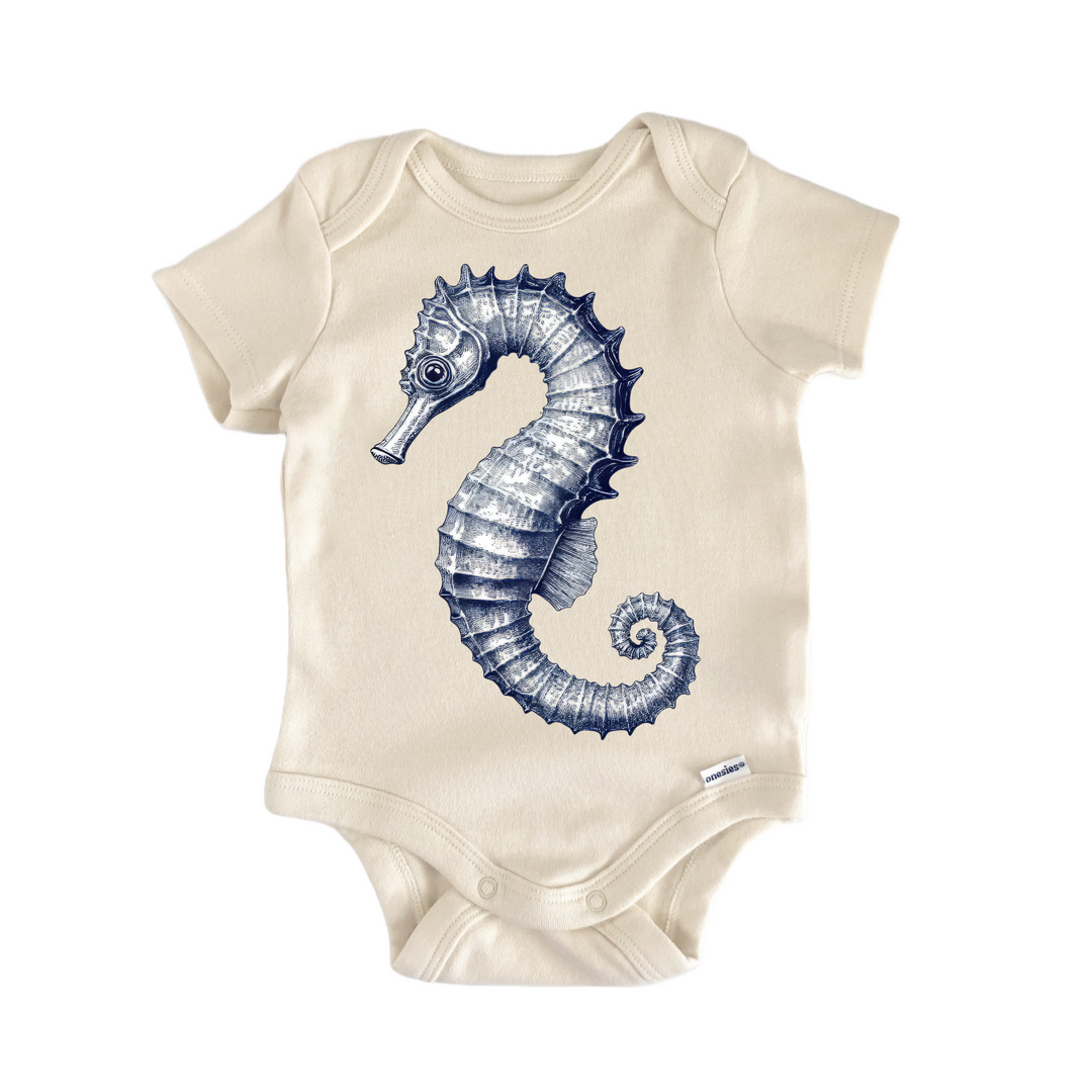 Vintage Seahorse Ocean - Baby Bodysuit  Funny Cute Onesie® | North Fork Forager LLC