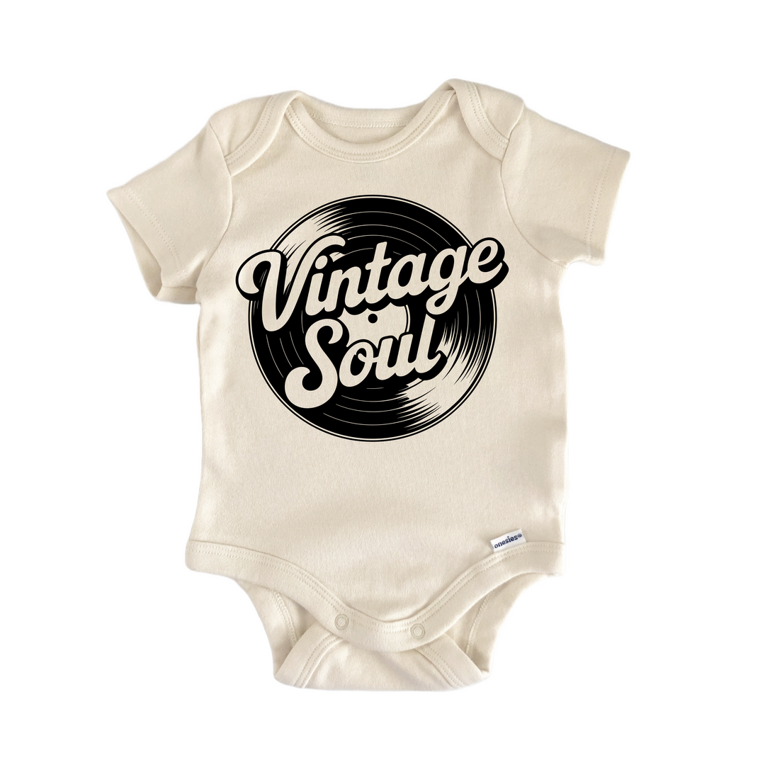 Vintage Soul Record Player Vinyl - Baby Bodysuit  Funny Cute Onesie® | North Fork Forager LLC
