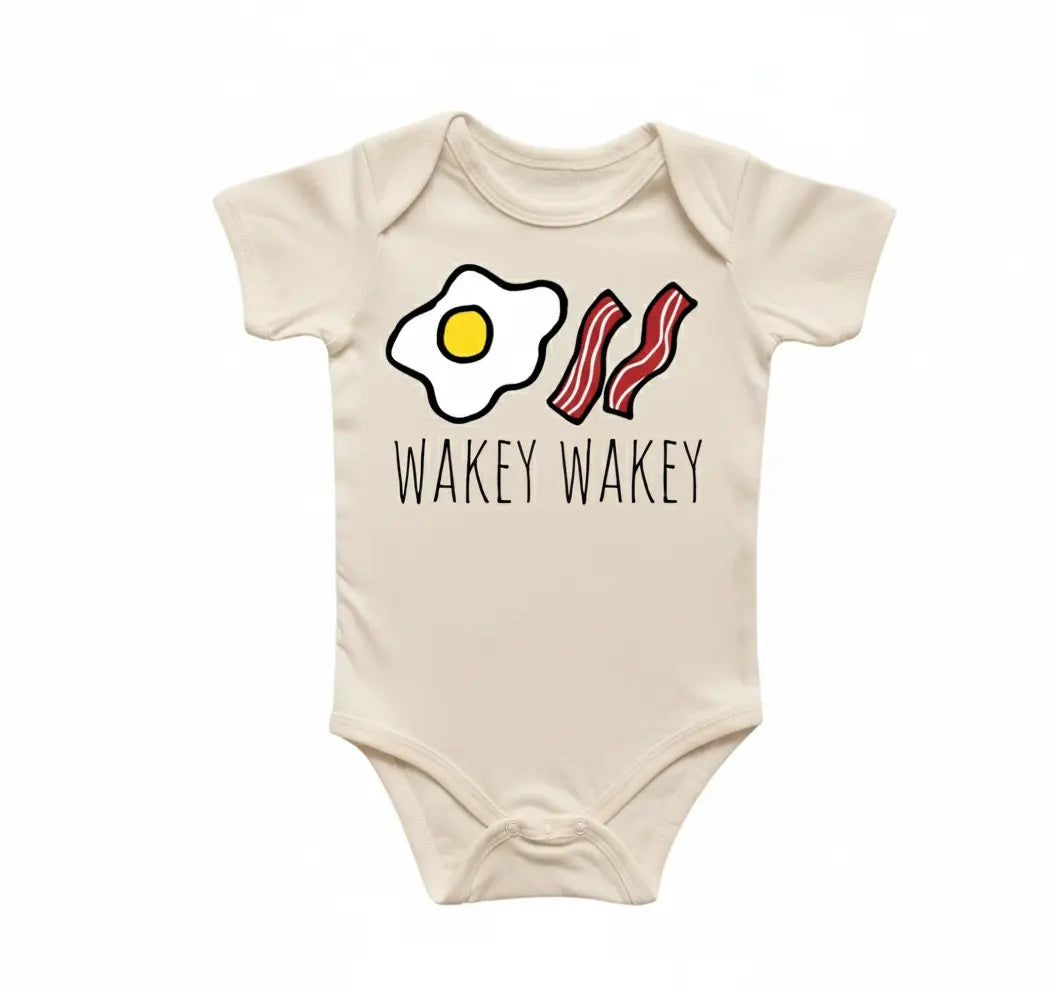 Wakey Eggs Bacon - Baby Boy Girl Clothes Infant Bodysuit Funny Cute Newborn  Funny Cute Onesie® | North Fork Forager LLC