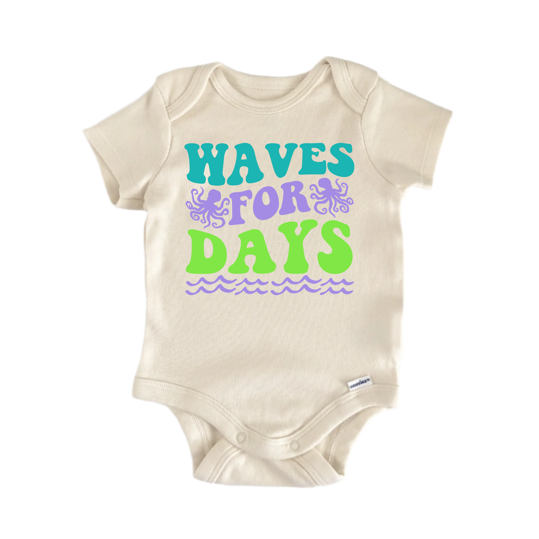 Waves for Days Beach Mermaid -  Baby Boy Girl Clothes  Bodysuit Funny Cute  Funny Cute Onesie® | North Fork Forager LLC